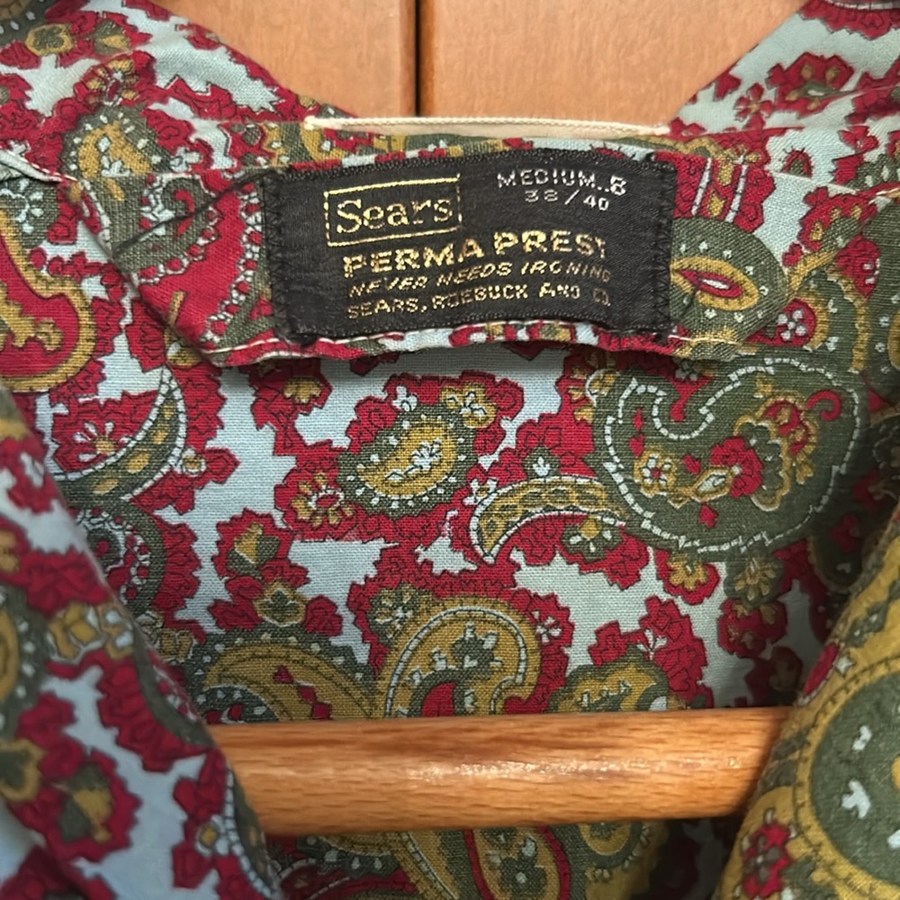 Vintage (unisex?) SEARS 100% cotton permaprest long sleeved shirt, size M, 38/40 - Picture 4 of 9